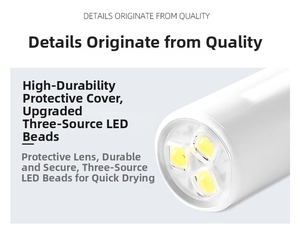 Detail of portable mini nail lamp with 3 upgraded LED beads for fast drying