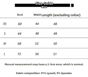 Size chart for slim fit T-shirt showing XS-L dimensions and Lyocell fabric composition