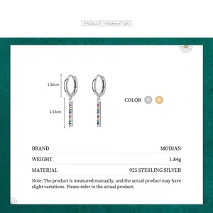 925 Sterling Silver rainbow crystal drop earrings with 1.16cm hoop and 1.53cm pendant