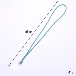 Luxurious 65cm lake blue rhinestone crossbody phone lanyard with silver metal clip
