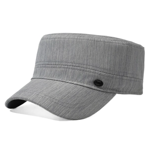 Adjustable grey textured men's flat-top military style patrol cap for outdoor sun protection