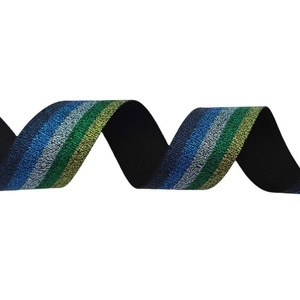 Detail of 5cm adjustable shoulder strap with colorful metallic glitter thread and weaving
