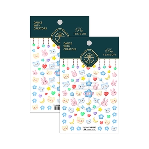 5D embossed cute garden nail art stickers featuring 3D rabbit, cat, and flower designs