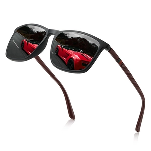 Polarized TR90 square sunglasses with sports car reflection and anti-slip temples