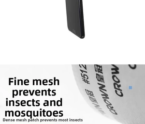 Detail of adhesive mesh screen repair tape showing the fine grid texture and roll form