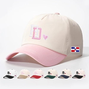 Casquette Baseball Broderie RD Lettres Coeur Épissage Polyester Réglable Rétro Chapeau Protection Solaire Pour Hommes Femmes