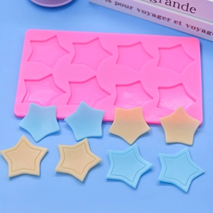 Pink 8-cavity star silicone mold for DIY cake mousse chocolate and craft making