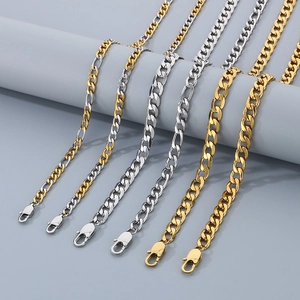 Stainless Steel Figaro Chain Necklace And Bracelet Hip Hop Cuban Link Men Jewelry