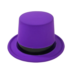 Luxe paarse vintage jazz hoge hoed met zwart lint voor festivals en themafeesten