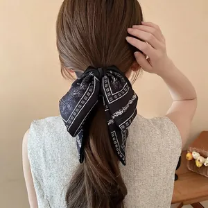 Large Bow Hair Clip Paisley Print Bandana Fabric Shark Clip Vintage Elegant Hair Accessories Women