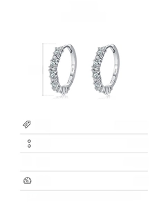 Detail view of S925 sterling silver hoop earrings with cubic zirconia inlay and 21mm size