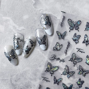 3D Holographic Butterfly Nail Art Stickers Laser Bronzing Adhesive Manicure Decals DIY Beauty Decorations For Women