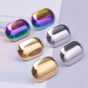 Polished 304 stainless steel pebble earrings in rainbow, gold, and silver finishes