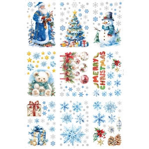 3D double-sided Christmas stickers featuring Santa, snowman, and reindeer festive designs