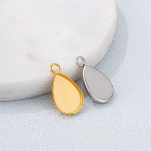 Stainless Steel Teardrop Bezel Pendants Trays Blank Base Settings For DIY Jewelry Making Geometric Hanging Charms