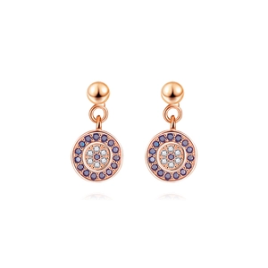 Rose gold S925 sterling silver evil eye stud earrings with blue and white zircons
