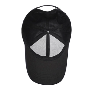 Men's black baseball cap with extended brim and breathable mesh lining for outdoor sun protection