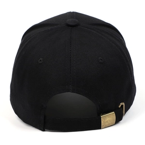 Casquette de baseball classique en coton noir avec boucle en métal vintage réglable