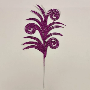 Sparkly purple Christmas tree leaf decoration with glitter finish for festive ornament