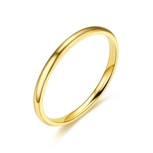 Minimalist polished golden stainless steel ring shown on a clean white background