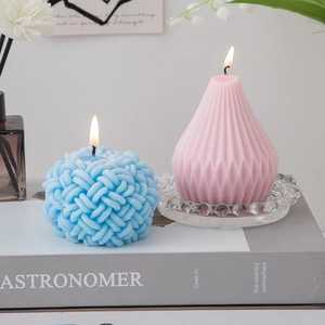 Scented Candle Geometric Honeycomb Wool Yarn Ball Smokeless Aromatherapy Wax Home Decor Desktop Ornament Photography Prop