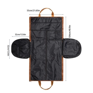 Brown leather waterproof convertible garment bag for travel with shoulder strap dimensions