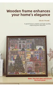 Detail of dark walnut wood frame with elegant gold inner trim for DIY art and photos