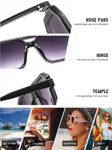 Detailed views of double-bridge aviator sunglasses with nose pads and hinge closeup