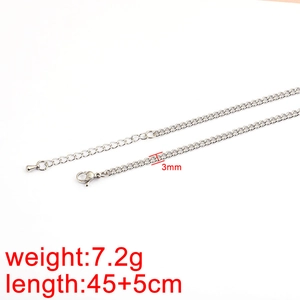 3mm silver stainless steel curb chain necklace 45cm length with lobster clasp and extension