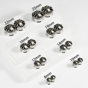 Detailed size range of spider design stainless steel ear gauges from 8mm to 25mm