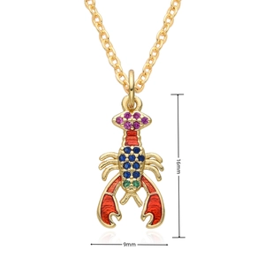 Detailed size view of a colorful micro-set lobster pendant with 16mm height and 9mm width