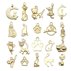 Breloques Chat en Alliage Lune Chaton Pendentifs Or Argent Bronze Antique Animal Patte de Chat Accessoires Bijoux DIY