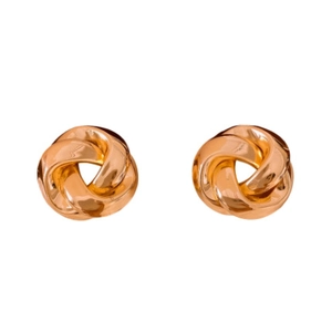 Élégantes boucles d'oreilles nœud torsadé en or rose avec une finition métal poli