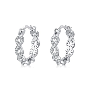 Boucles d'oreilles créoles Mobius en argent S925 avec pierres de zircone brillantes