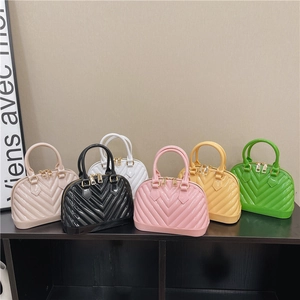 Chic mini Boston jelly bags with V-quilt texture in six vibrant colors for women