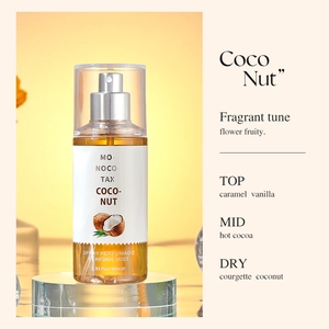 Spray profumato al cocco 88ml in flacone trasparente con note calde di caramello e vaniglia