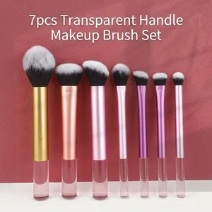 Professional Makeup Brushes Gradient Transparent Handle Synthetic Fiber Bristles For Eyeshadow Powder Foundation Blush
