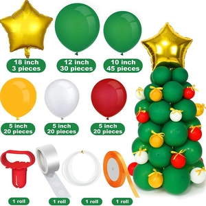 Detailed Christmas balloon arch kit with various sizes and star topper for party decor
