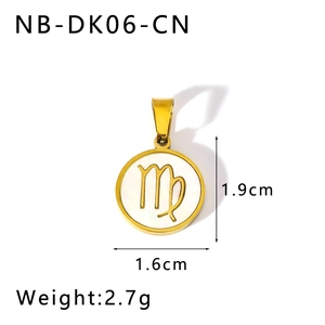 Detailansicht Jungfrau-Sternzeichenanhänger mit Maßen 1,9cm x 1,6cm und Muscheleinlage