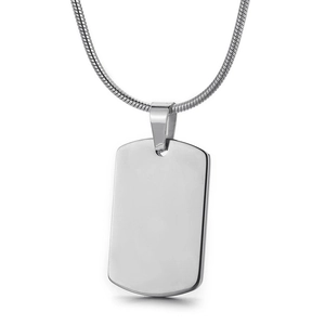Dog Tag Necklace Stainless Steel Mirror Polish Blank Pendant Snake Chain Minimalist Neutral Style Jewelry Accessory