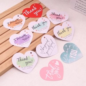 Colorful heart-shaped thank you gift tags with hanging holes for DIY craft jewelry packaging