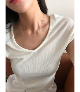 Minimalist S925 sterling silver double-layer necklace with H and S letter pendants