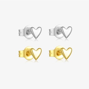 Minimalist 925 Sterling Silver Heart Stud Earrings For Women 18K Gold Plated Tiny Heart Earrings Korean Style Jewelry Gift