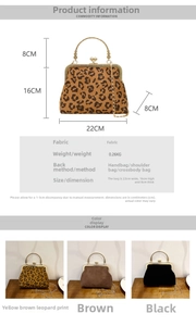 Guide des tailles et tableau des dimensions du sac bandoulière léopard à chaîne
