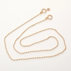 Golden metal bead chain cross-body phone strap with round lobster clasps and tag