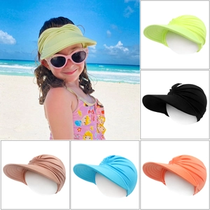 Breathable wide brim sun visor hat for kids in multiple colors with textured fabric