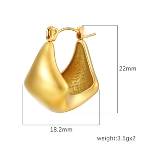 Orecchini A Cerchio Rombo Geometrico Acciaio Inossidabile Placcato Oro Stile INS Minimalista Per Donna