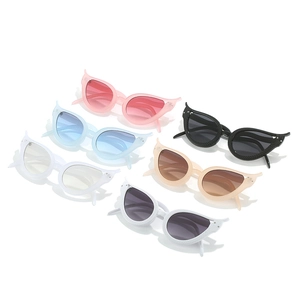 Cat eye snake pattern sunglasses with diamond accents in six assorted vibrant colors