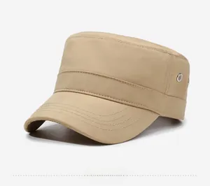 Detail view of khaki cadet hat featuring side metal eyelets for ventilation