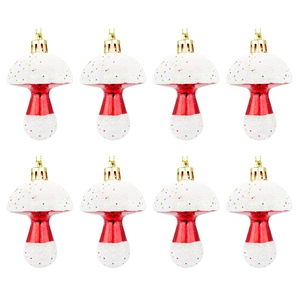Mushroom Ornaments Christmas Tree Hanging Decorations Plastic Electroplated Glitter Holiday Party Home Decor Red White